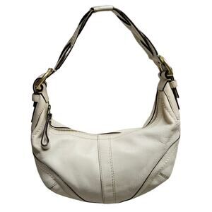 Y2k Coach Soho Cresent Hobo Shoulder Bag Cream Braided Strap 10042